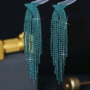 Elegant Drop Tassel Crystal Earrings
